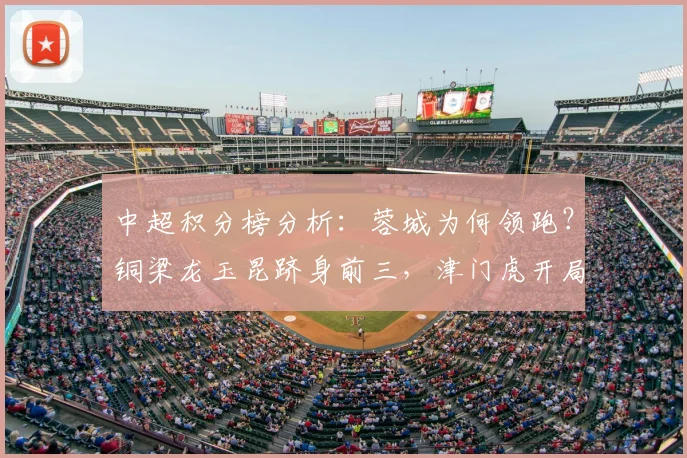 中超积分榜分析：蓉城为何领跑？铜梁龙玉昆跻身前三，津门虎开局仅1分
